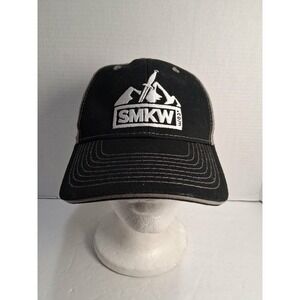 SMKW .com Baseball Cap Black Gray Mesh Back trucker hat One‎ Size Fits Most